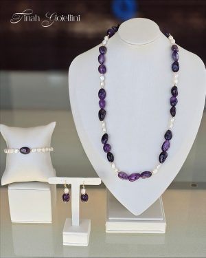 Conjunto Ametista com Pérolas Naturais