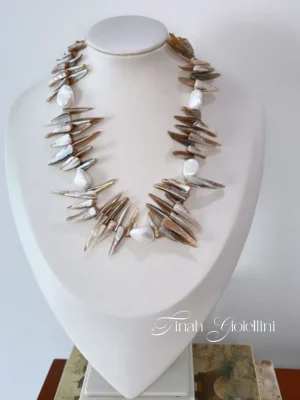 Choker de Madrepérola e Pérolas Shell
