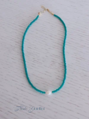 Choker Cristal e Pérola Natural