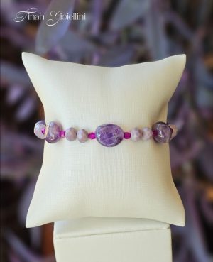 Pulseira Ametista e cristais