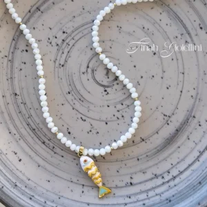 Choker de Cristais com pingente peixe