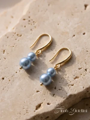 Brinco Pérola Glass azul